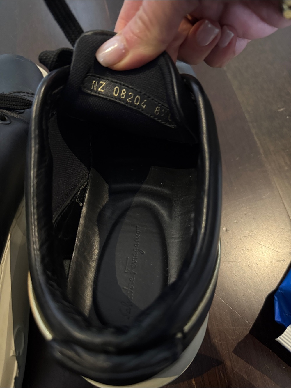 Salvatore Ferragamo Black Leather Low-Top Sneakers with White Sole - Picture 11 of 11